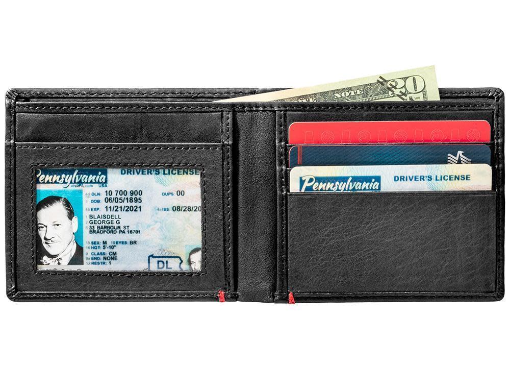 Black Leather Wallet- Anchor Metal Plate Design - Image 3