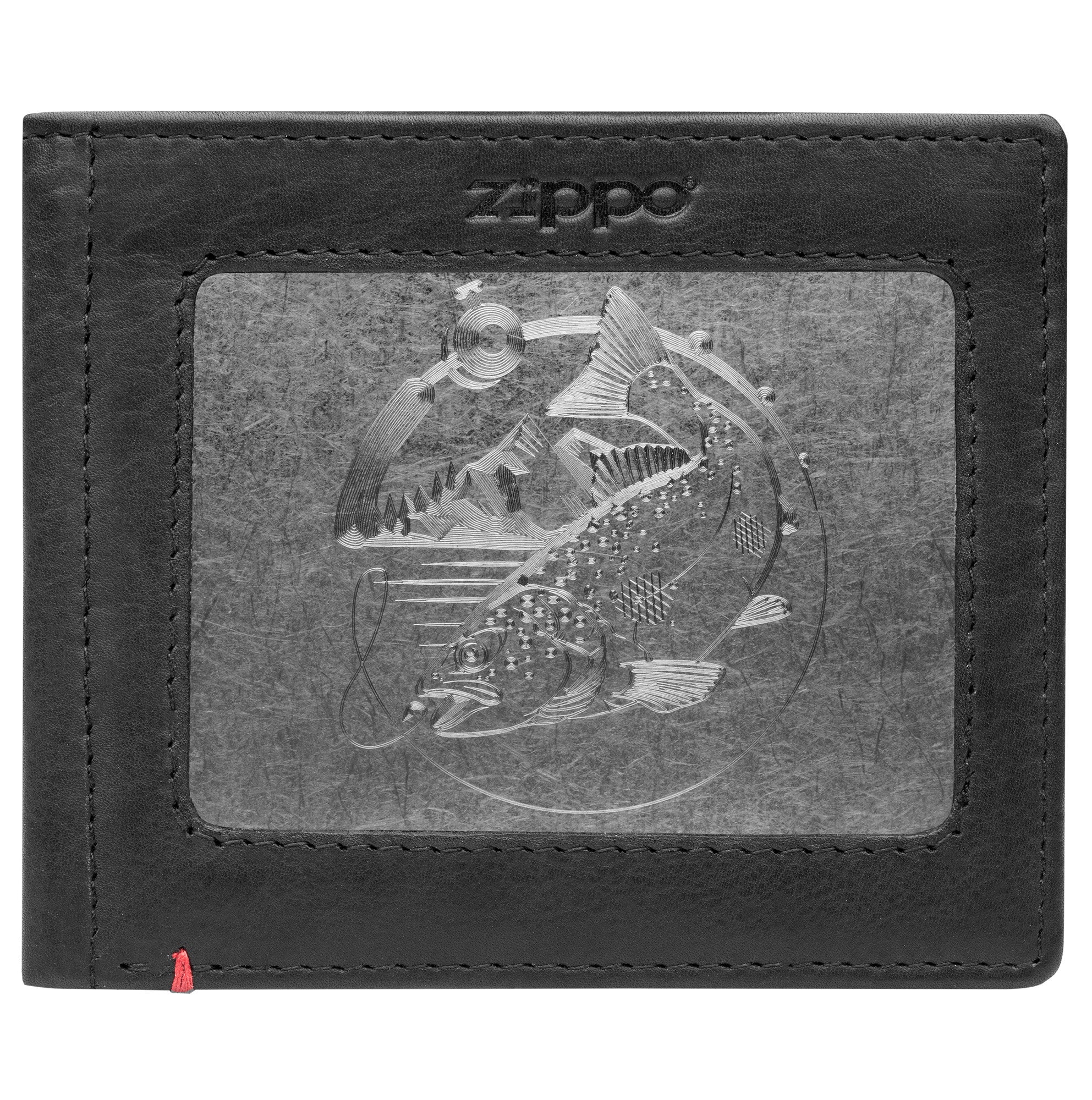 Black Leather Wallet- Bass Metal Plate Design - Image 11