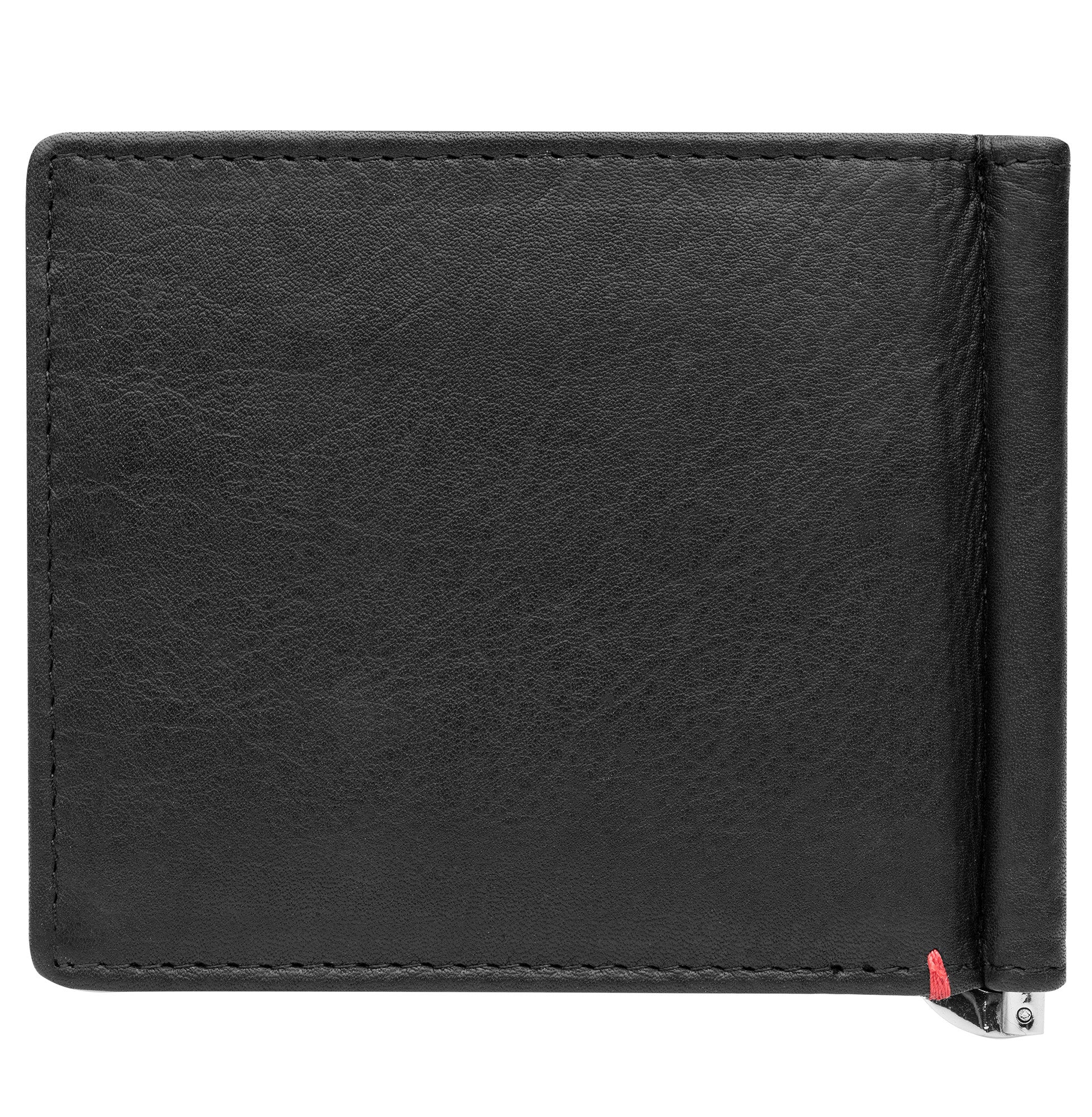 Black Leather Wallet- Zippo Flame Metal Plate Design - Image 2