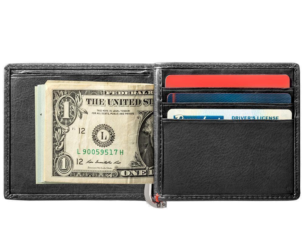 Black Leather Wallet- Zippo Flame Metal Plate Design - Image 32