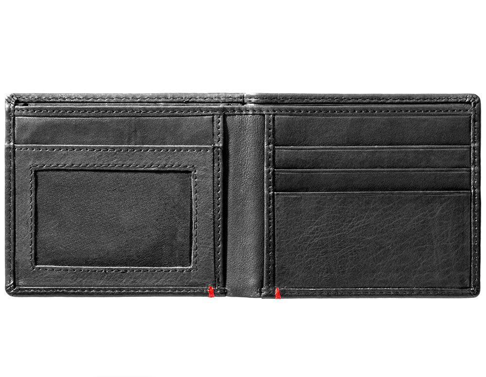 Black Leather Wallet- Zippo Flame Metal Plate Design - Image 4