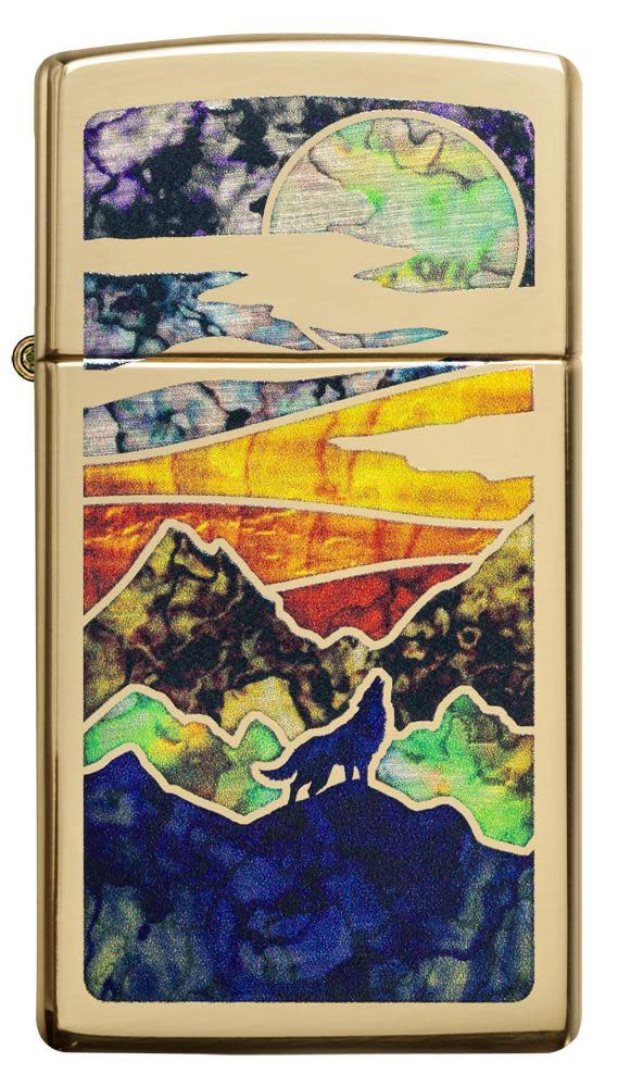 SlimĀ® High Polish Brass Howling Wolf - Image 6