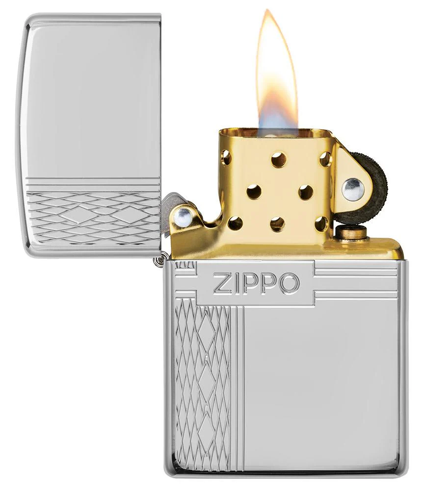 Sterling Silver Zippo Diamond Design - Image 3