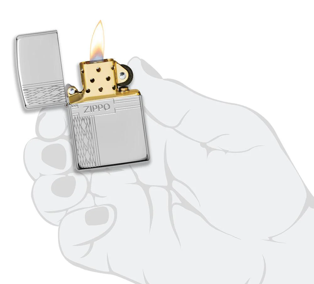 Sterling Silver Zippo Diamond Design - Image 4